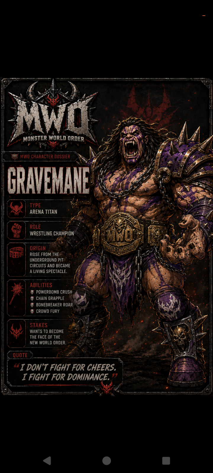 Gravemane — Monster World Order character portrait