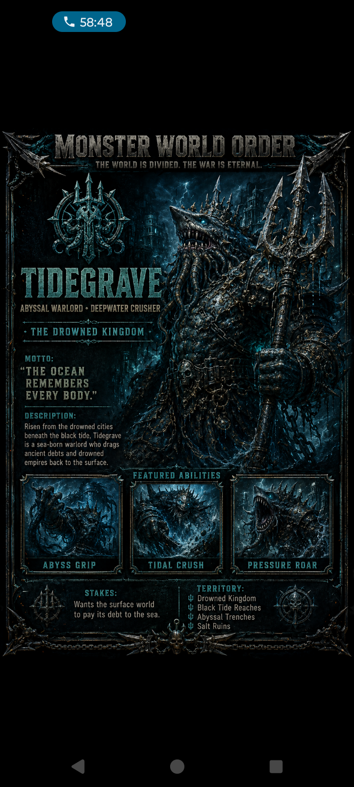 Tidegrave — Monster World Order character portrait